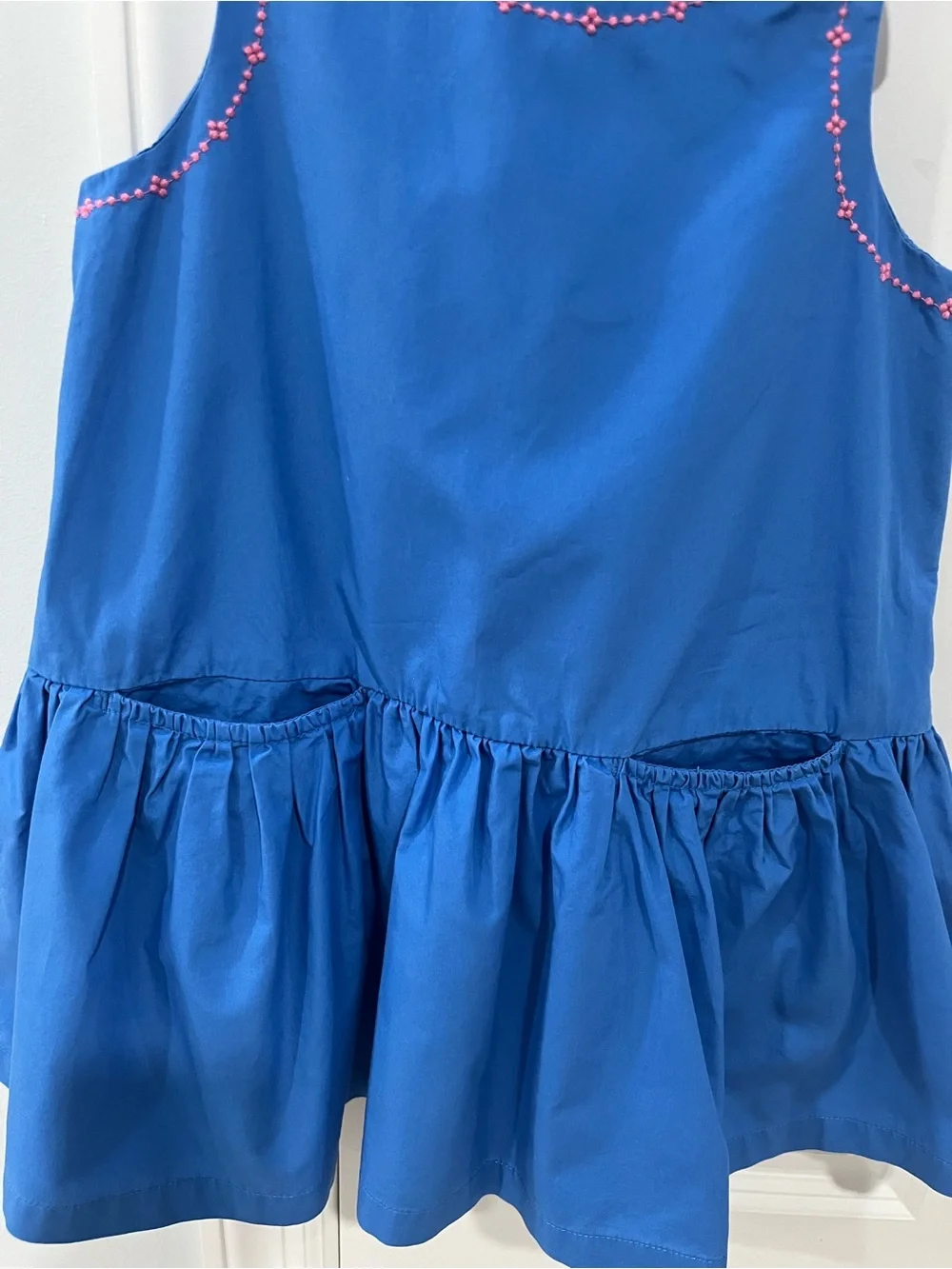 Hanna Anderson Play Blue Cotton Dress with Pink Embroidery